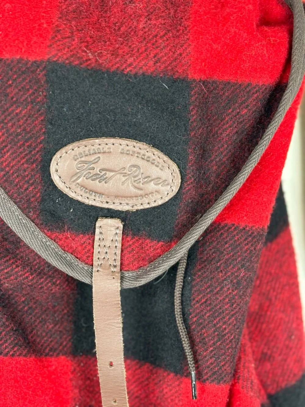 Woolrich X Frost River Backpack-Wool Red Buffalo Plaid & Leather-Made in USA
